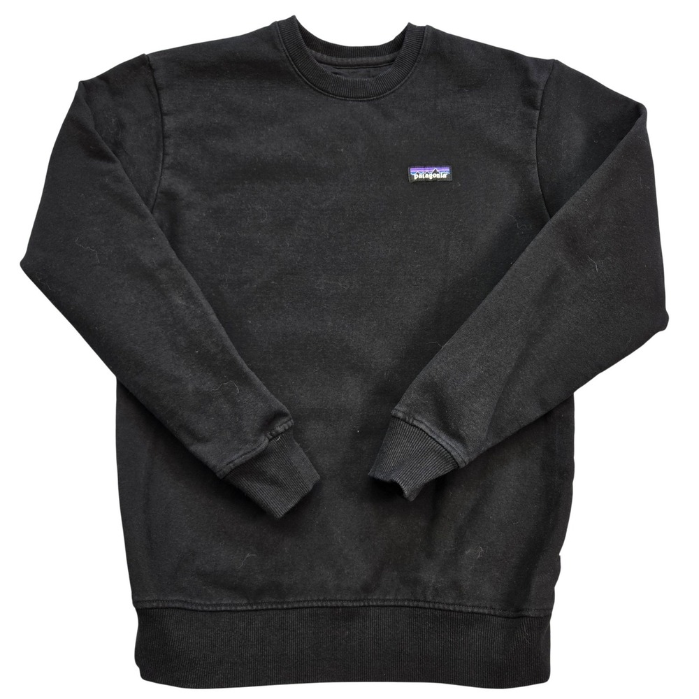 Patagonia Sweatshirt Mens Small Black Crewneck Tagless Heavyweight Fleece Logo
